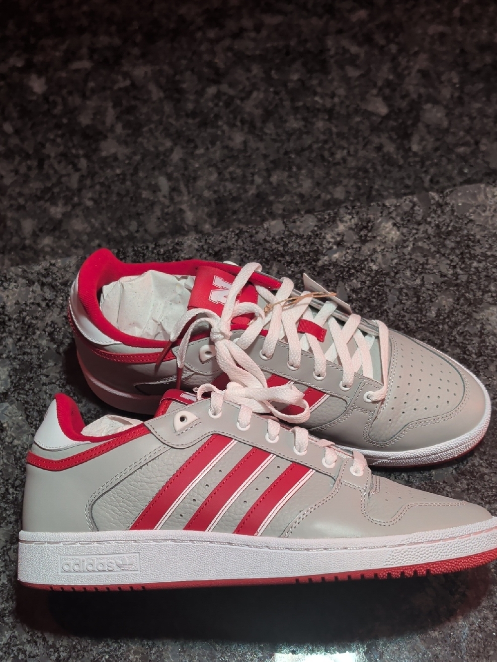 adidas Centennial RM NCAA Gray and Red Low-Top Sneakers Nebraska Cornhuskers